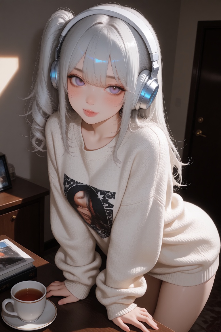 1girl,  silver long hair,  side ponytail on Tensor.Art