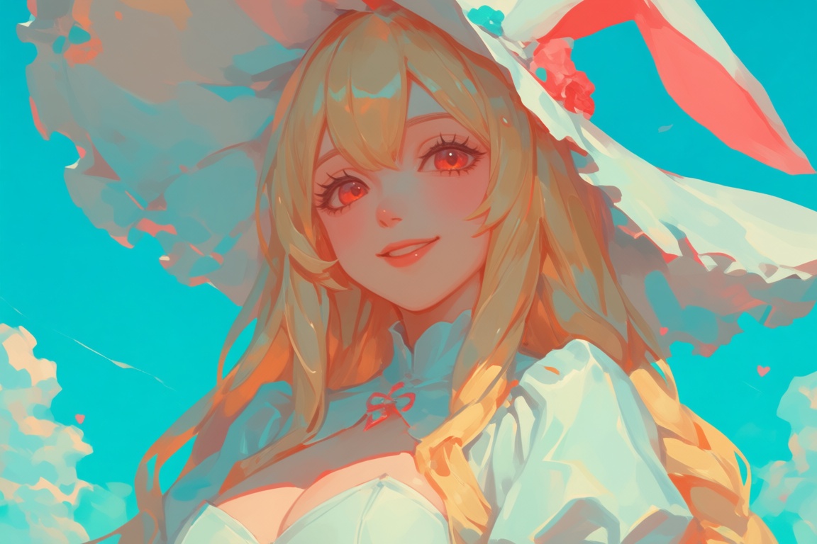 create a colorful digital anime painterly illustration of a: woman,  solo,  ***** on Tensor.Art
