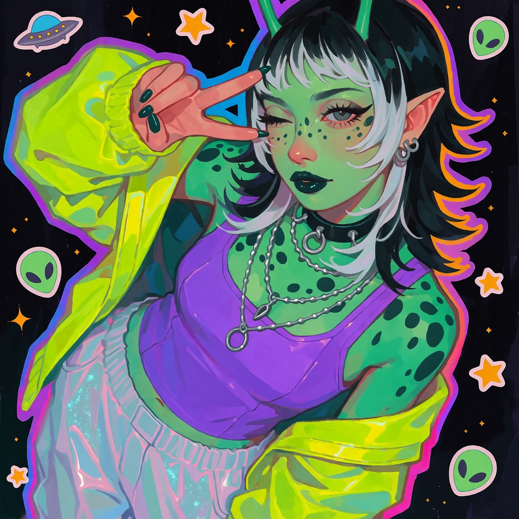 create a colorful digital semi realistic painterly illustration of a: woman,  *****,  solo on Tensor.Art
