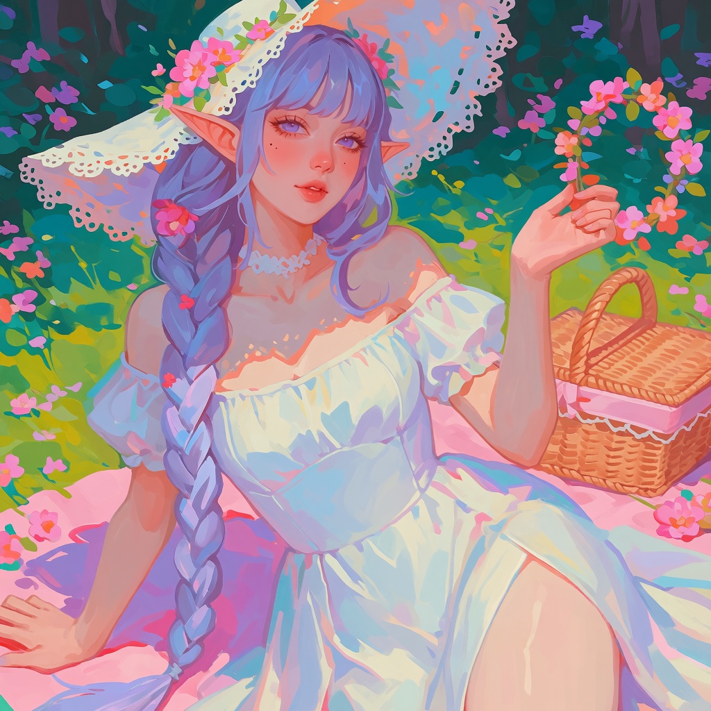 create a colorful digital semi realistic painterly illustration of a: (((solo,  woman,  ***** on Tensor.Art