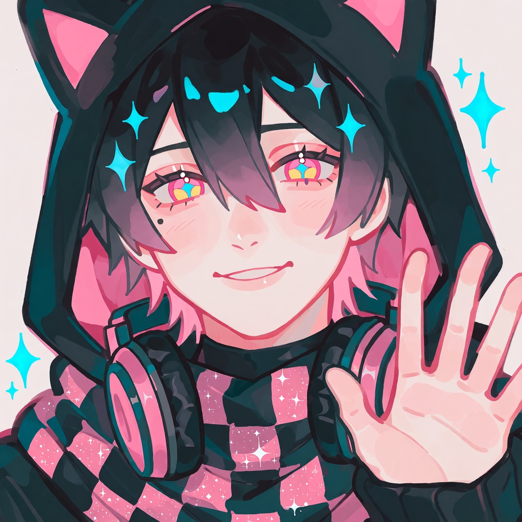 create a colorful digital painterly illustration of a: man,  male focus,  cute on Tensor.Art