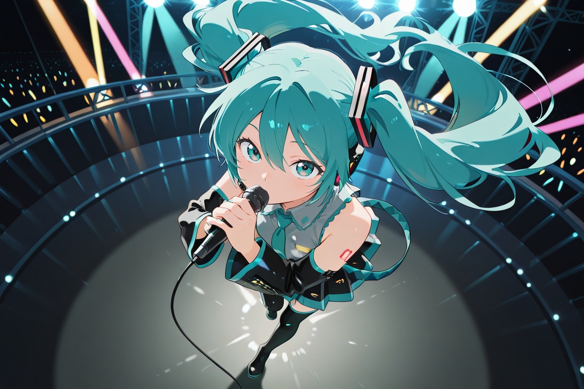 style anime illustration,  Hatsune Miku,  music on Tensor.Art