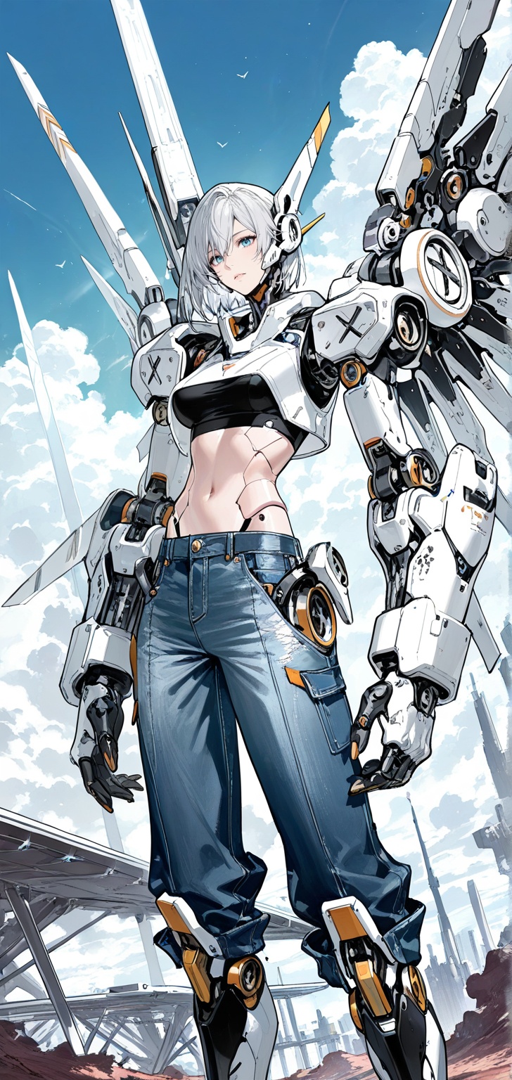 1girl,  cyborg,  crop top on Tensor.Art
