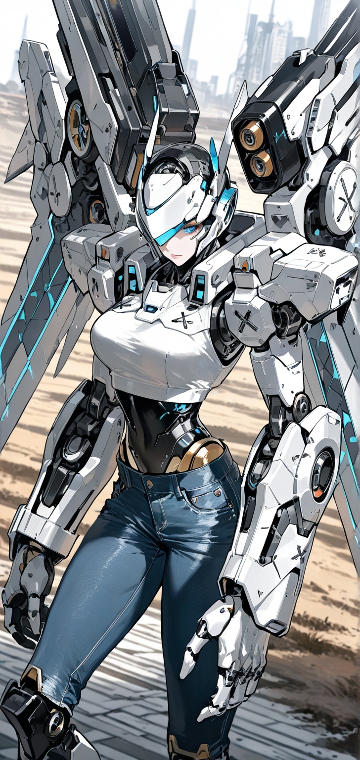 1girl,  cyborg,  crop top on Tensor.Art