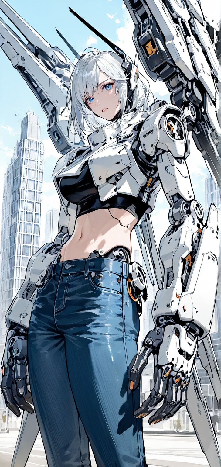 1girl,  cyborg,  crop top on Tensor.Art