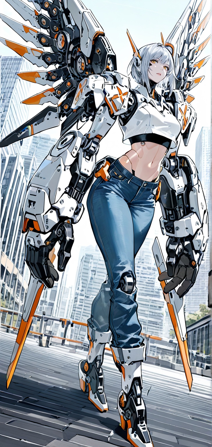 1girl,  cyborg,  crop top on Tensor.Art