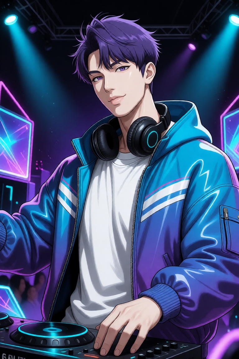 Style: A hybrid illustration style built on flat anime-derived linework pushed toward volumetric,  near-photographic shadi...