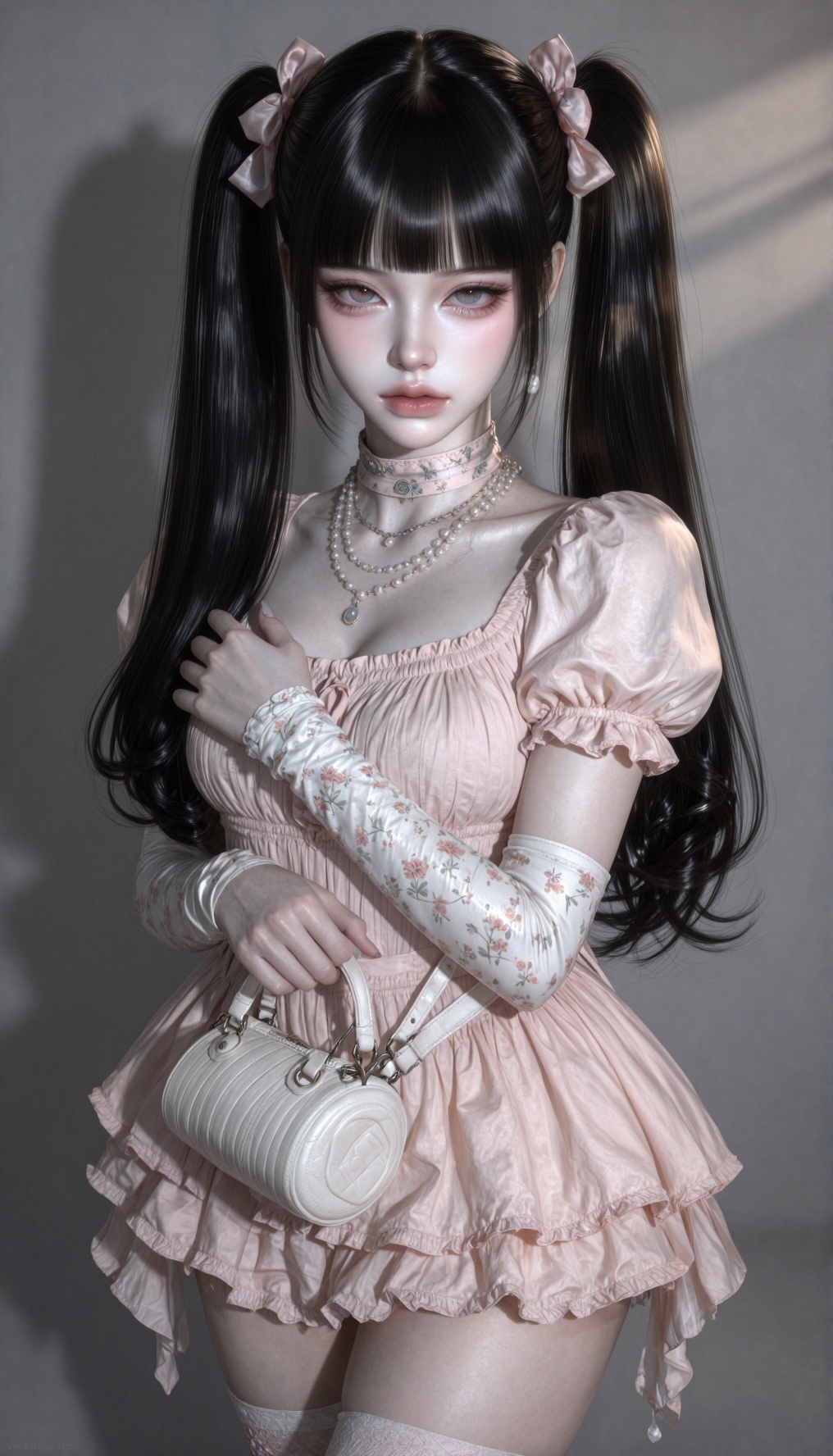 pale porcelain skin heavily ,  8k 1 female,  solo on Tensor.Art