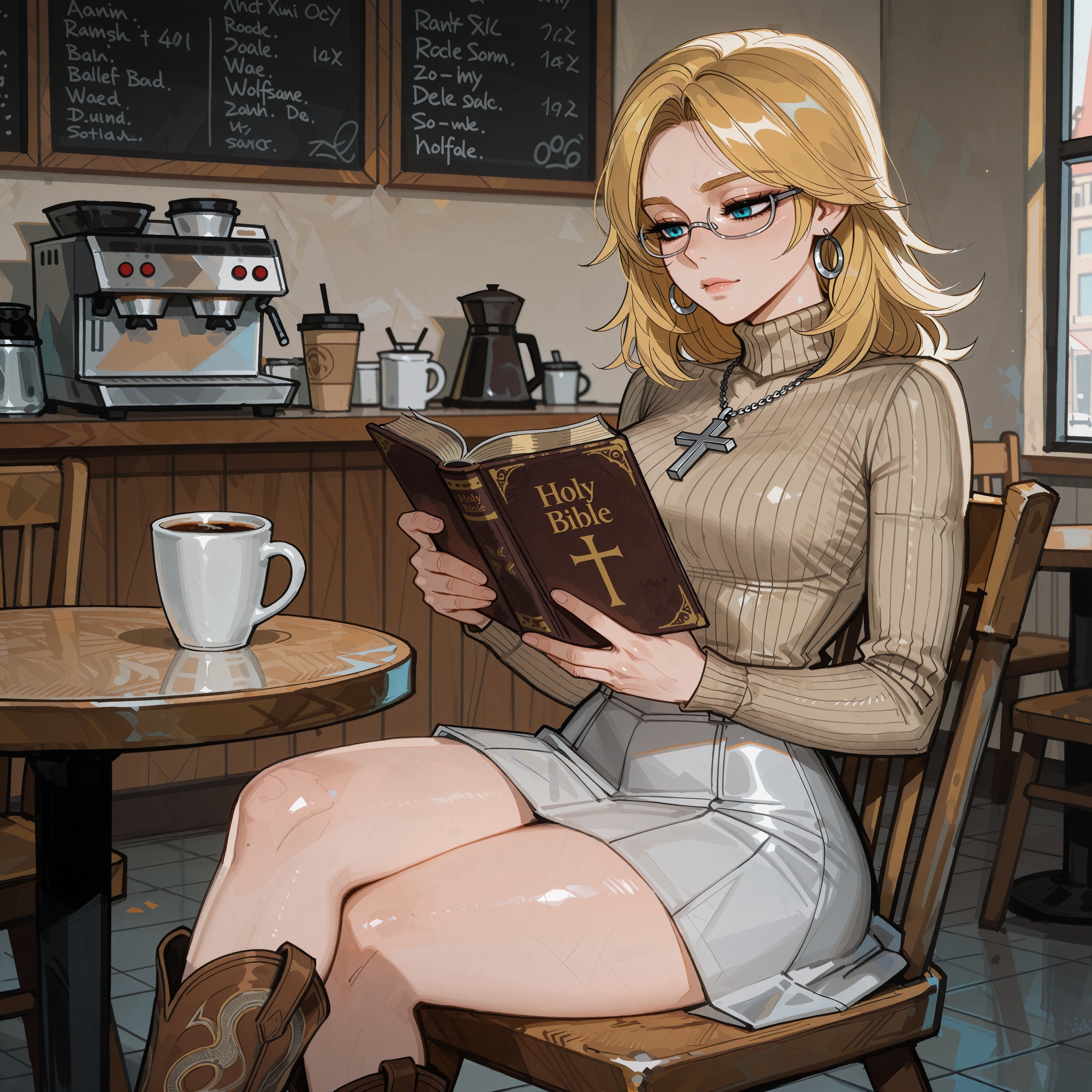 Vv.LXVIII - MR-Sue_Storm,  Vv.LXVIII - Wolfsbane,  MR-Sue_Storm has blonde shoulder length hair and blue eyes on Tensor.Art
