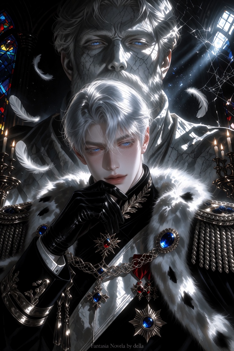 The Mad Emperor A polished digital illustration of an impossibly handsome emperor captured in a dramatic semi-closeup port...