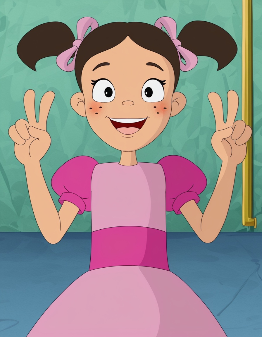 lapopis,  style parody,  pigtails with pink ribbons on Tensor.Art
