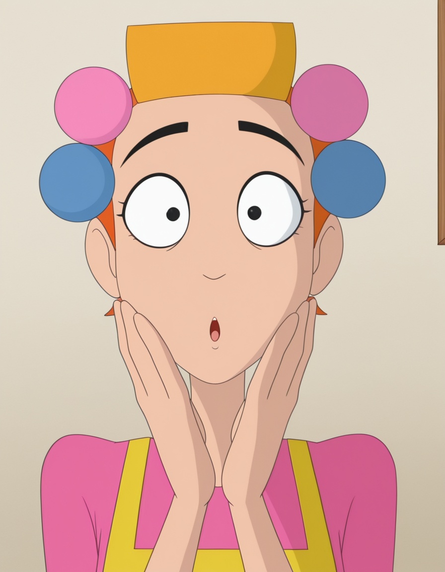 looking at viewer,  :o,  own hands to cheeks on Tensor.Art
