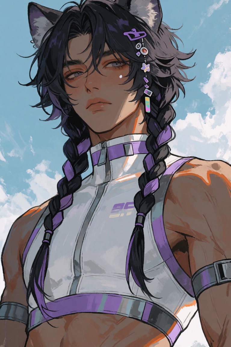 Man,  solo,  braids on Tensor.Art