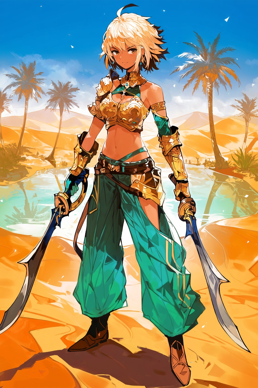 highres,  absurdres,  @alchemaniac This striking anime-style illustration depicts a fiercely confident young woman with ta...