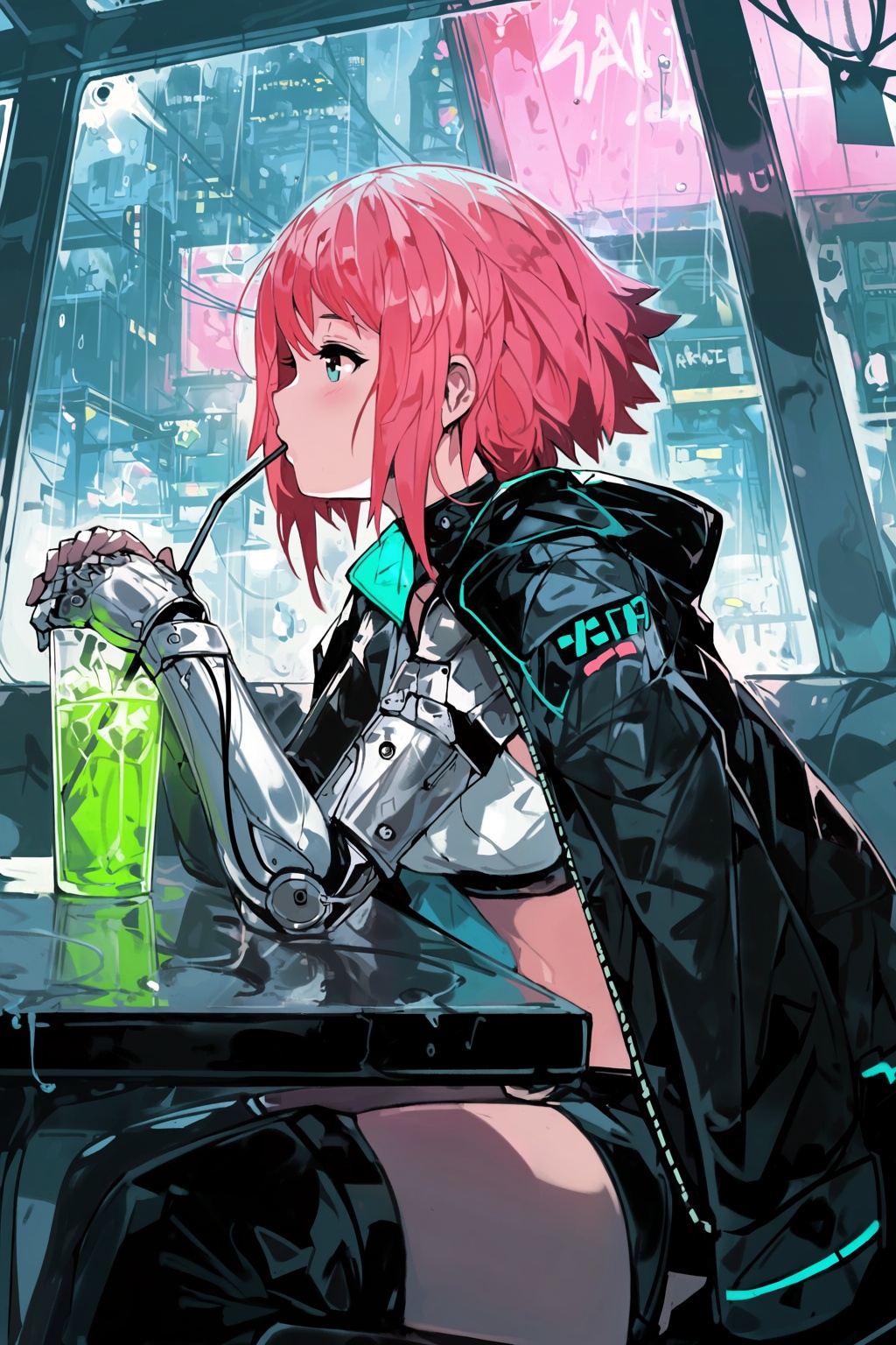 highres,  absurdres,  @alchemaniac A vibrant anime-style digital illustration features a young woman with short on Tensor.Art