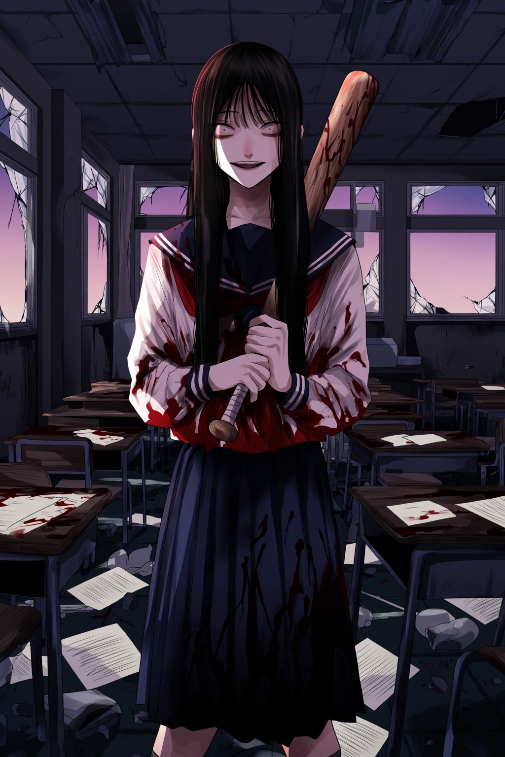 highres,  absurdres,  @gunjyou_(gunjyou_00) A stylized digital portrait depicts a pale girl with long on Tensor.Art