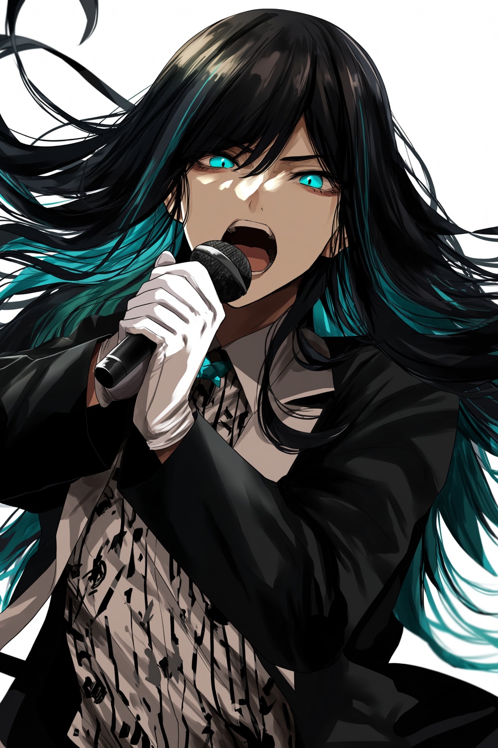 highres,  absurdres,  @gunjyou_(gunjyou_00) A stylized anime illustration depicts a person with long on Tensor.Art
