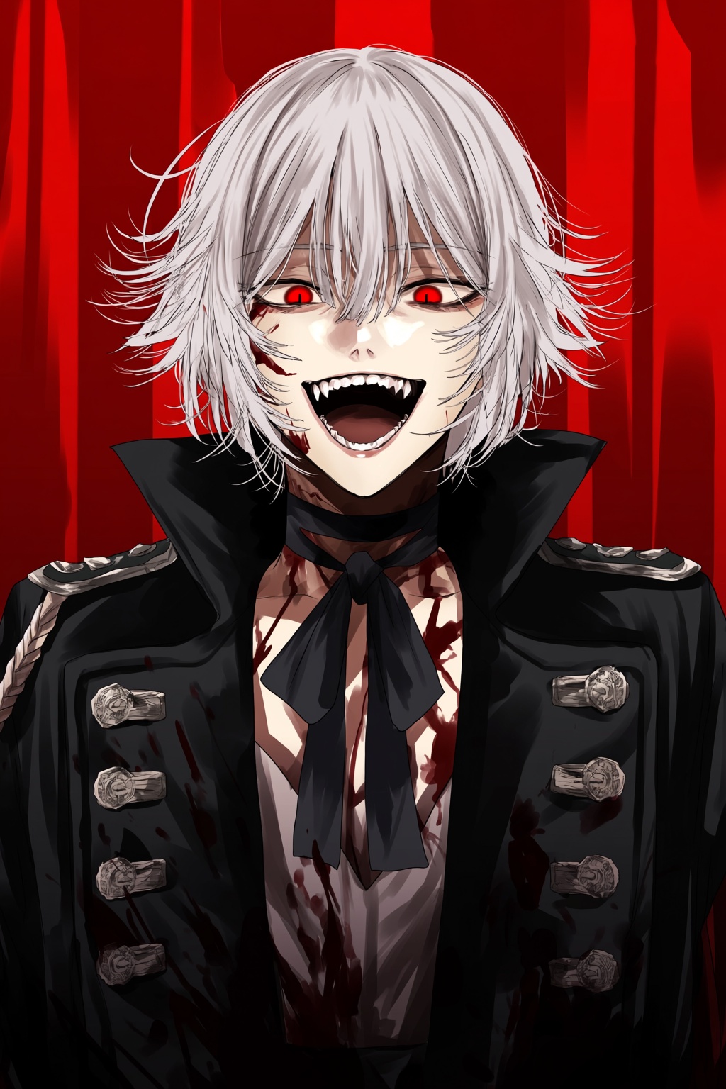 highres,  absurdres,  @gunjyou_(gunjyou_00) A high-contrast digital illustration features a character with messy on Tensor...