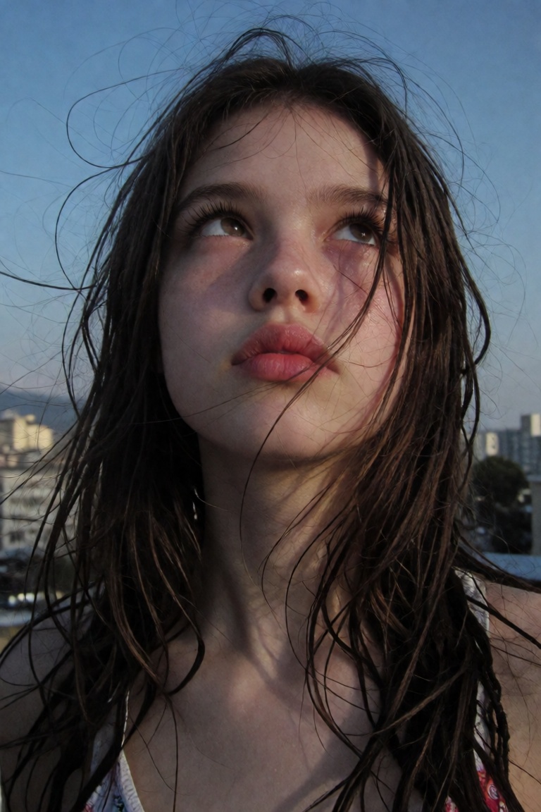 Mujer mirando al cielo,  real on Tensor.Art
