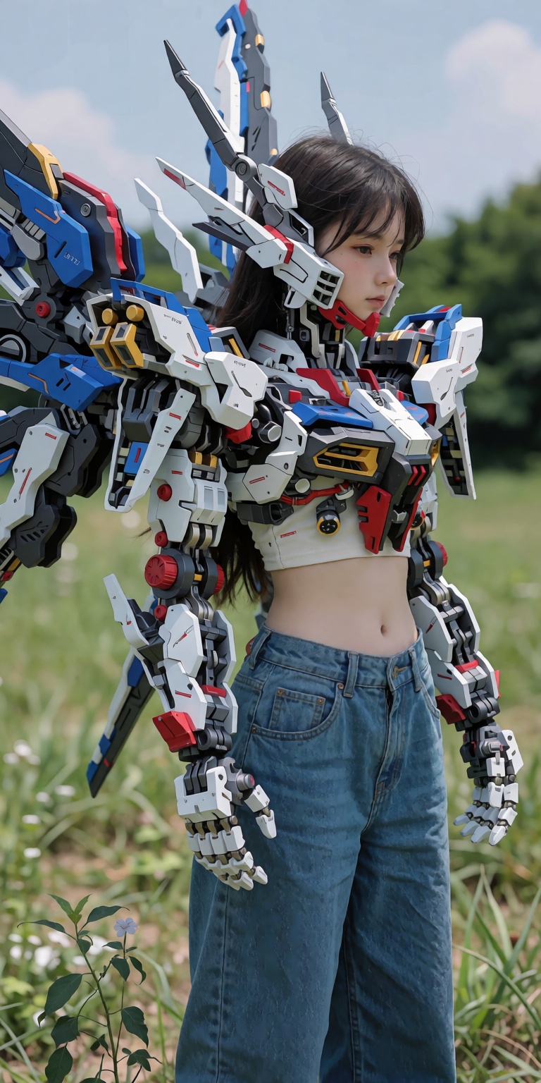 1girl,  cyborg,  crop top on Tensor.Art
