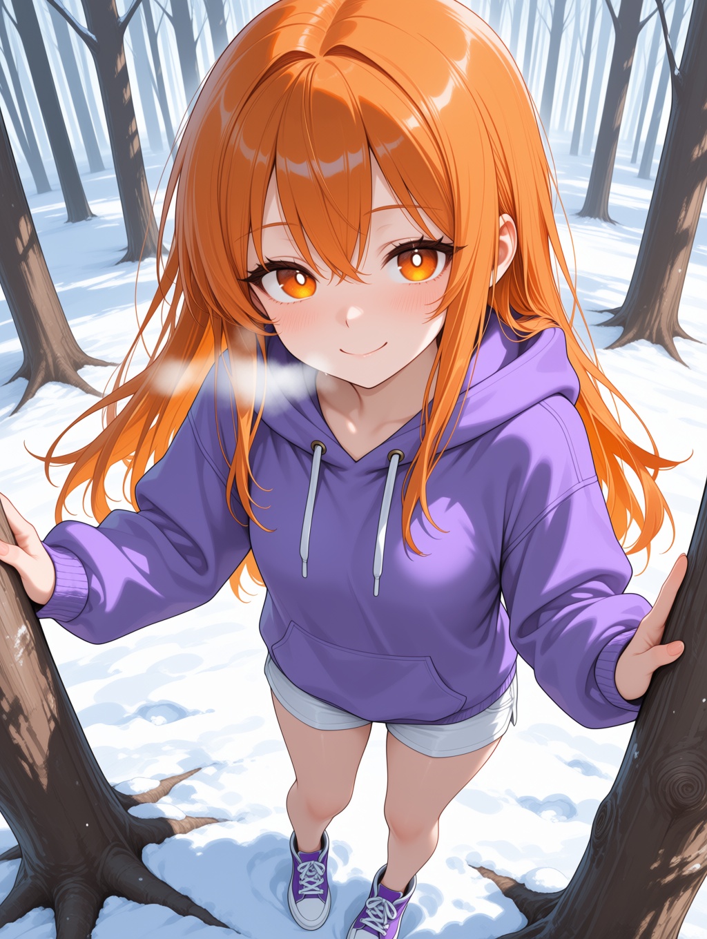 1 girl,  long orange hair,  bright orange eyes on Tensor.Art