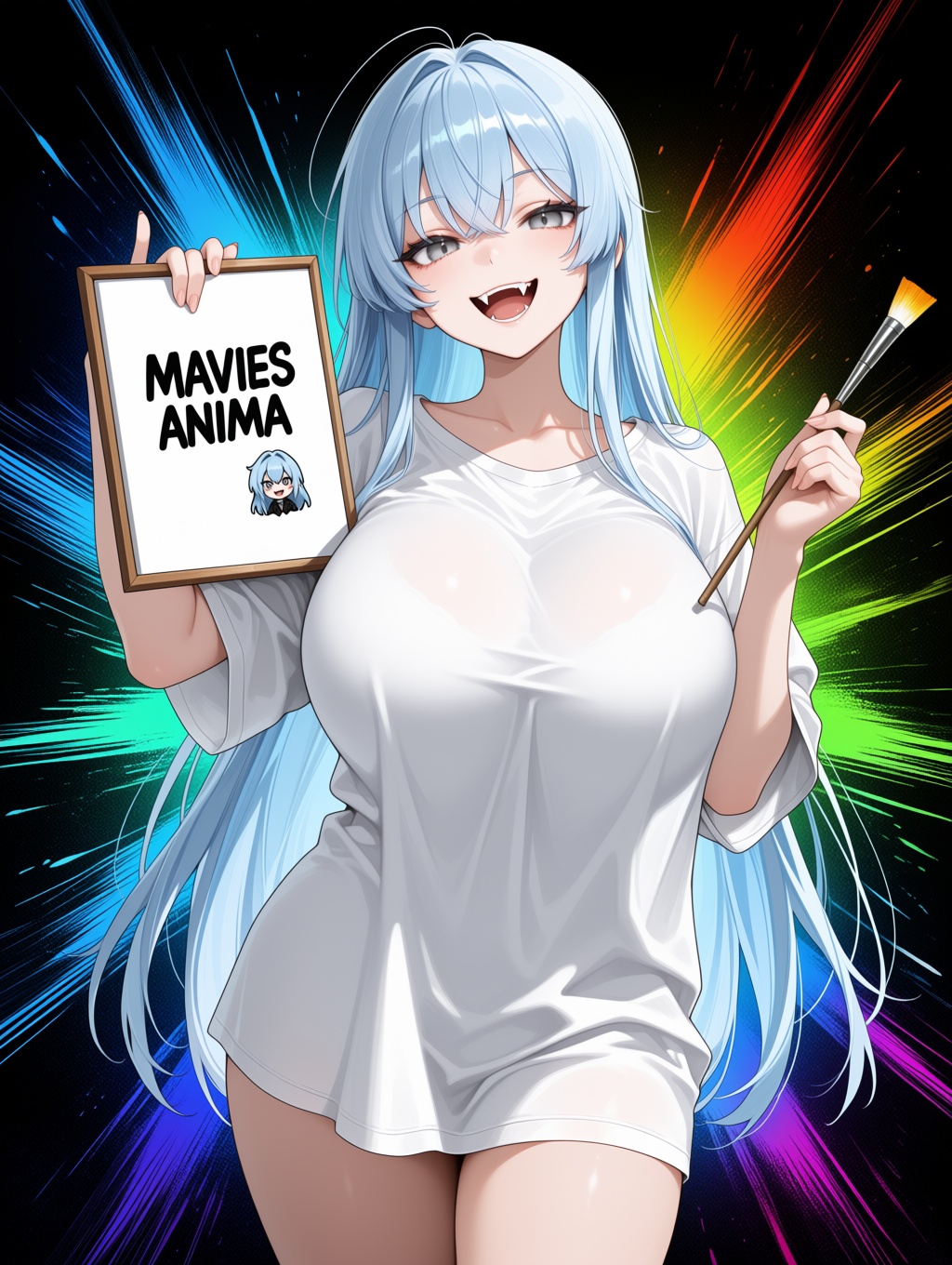 1 girl,  long light blue hair,  gray eyes on Tensor.Art