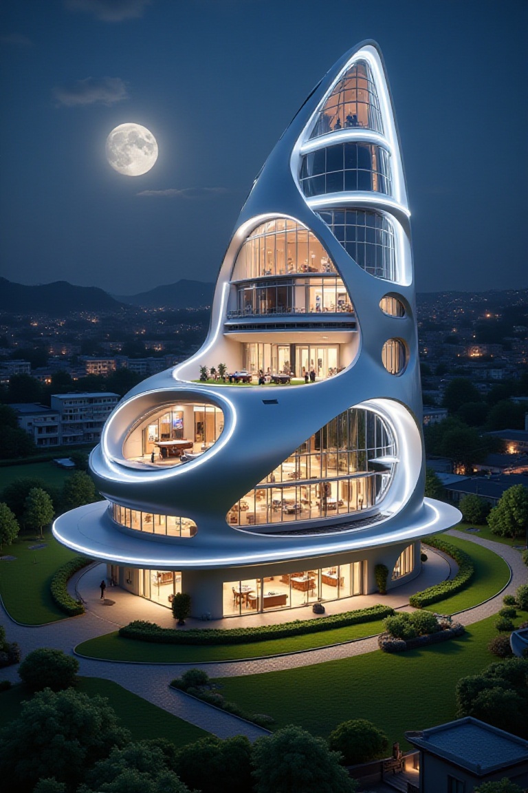 Beautiful modern spaceship with section design,  like church ,  beautiful landscape. One is beautiful and modern church wi...