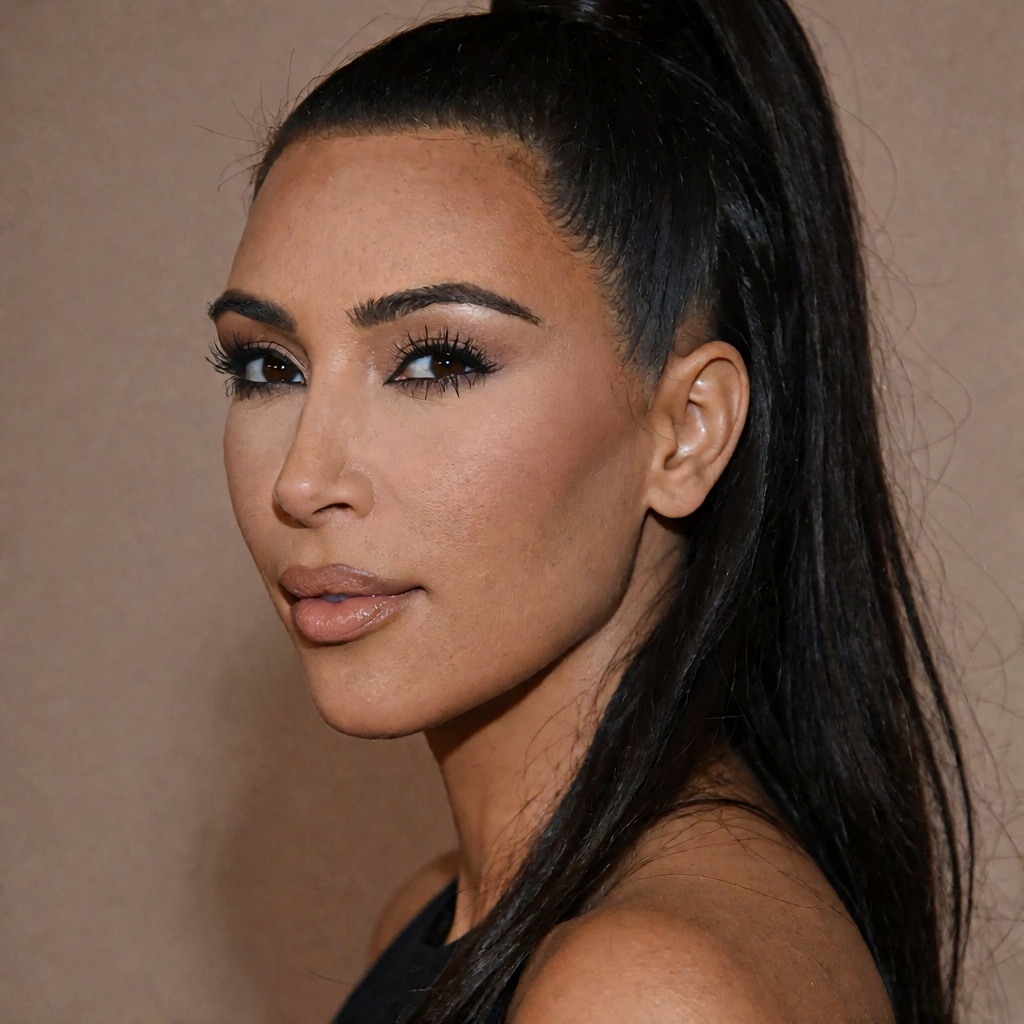High-end social-media beauty campaign close-up,  three-quarter face composition with the gaze carried beyond frame-left an...