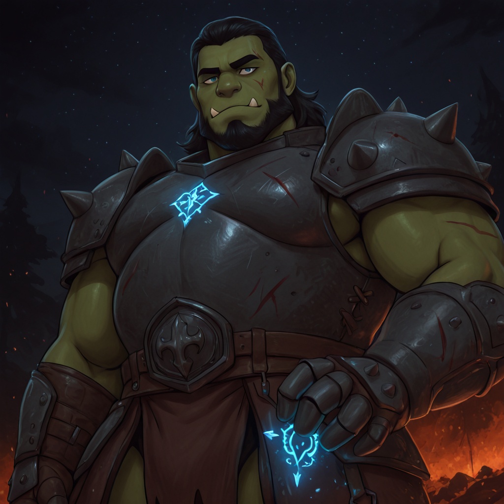 1boy,  mature male orc,  green skin on Tensor.Art