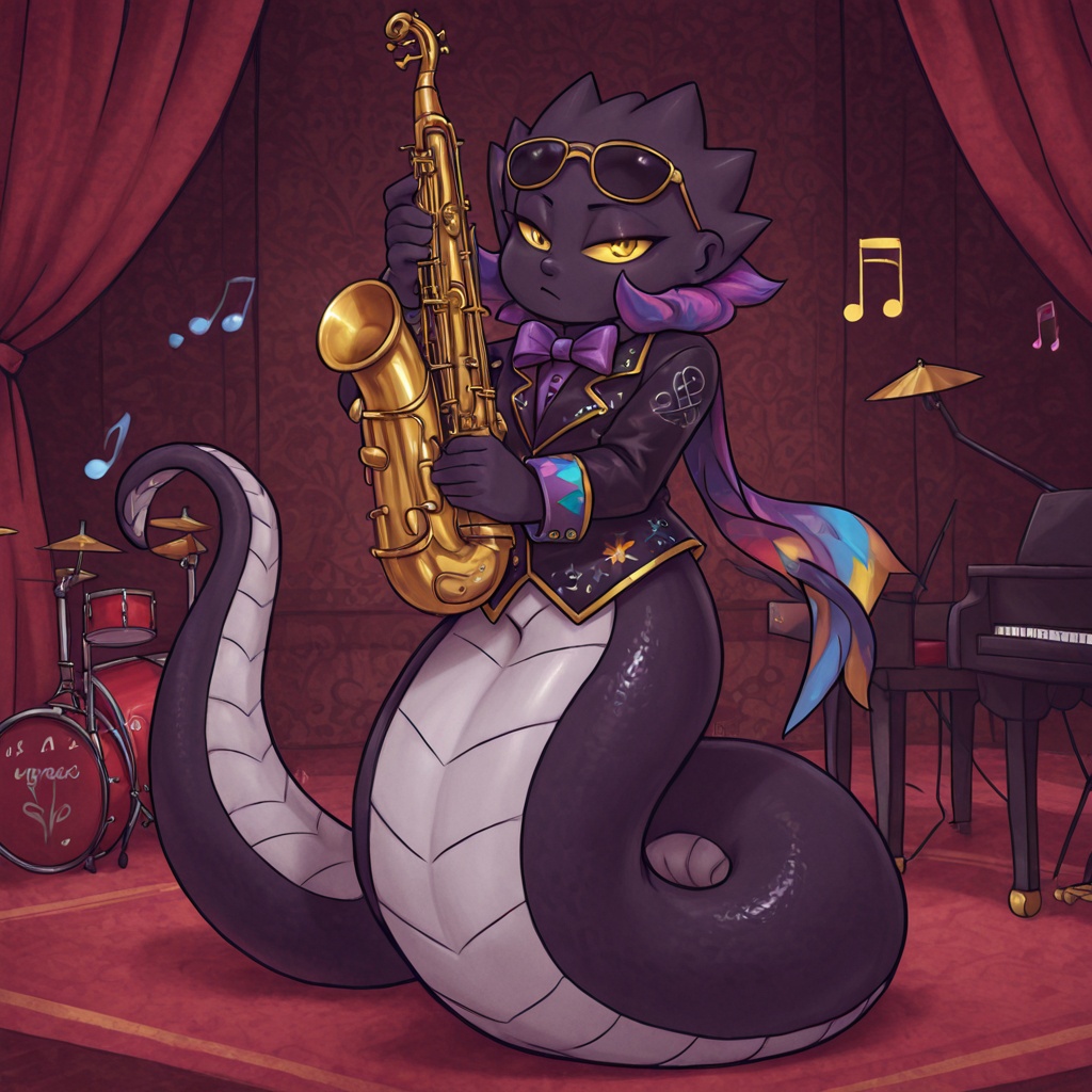 1girl,  lamia,  serpentine lower body forming treble clef on Tensor.Art