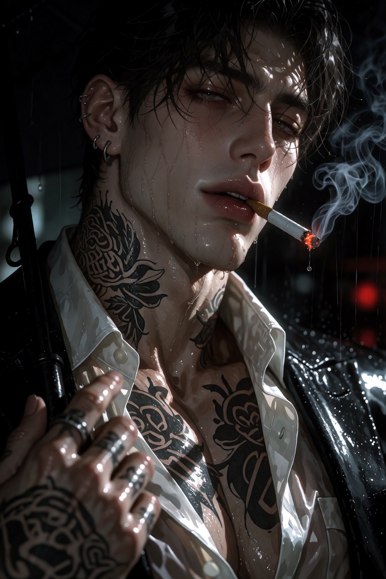 k0style,  a polished digital illustration of a handsome man in a manhwa art style,  sharp line work on Tensor.Art