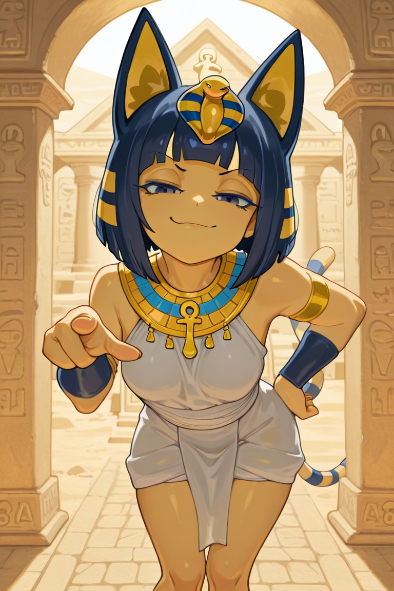 Create a masterpiece in best quality and perfect absurdres,  featuring an ankha symbol with the subject standing dynamical...