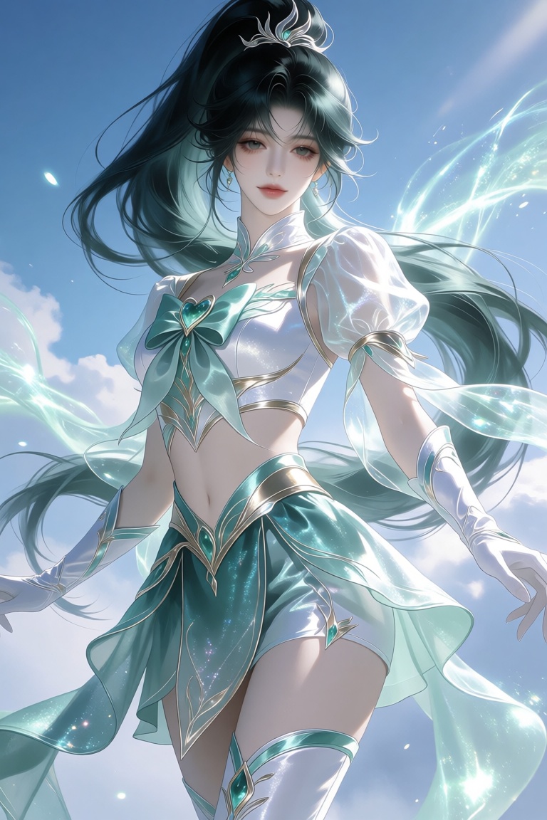 Semi-realistic 2.5D magical heroine,  youthful feminine face,  fair warm skin on Tensor.Art