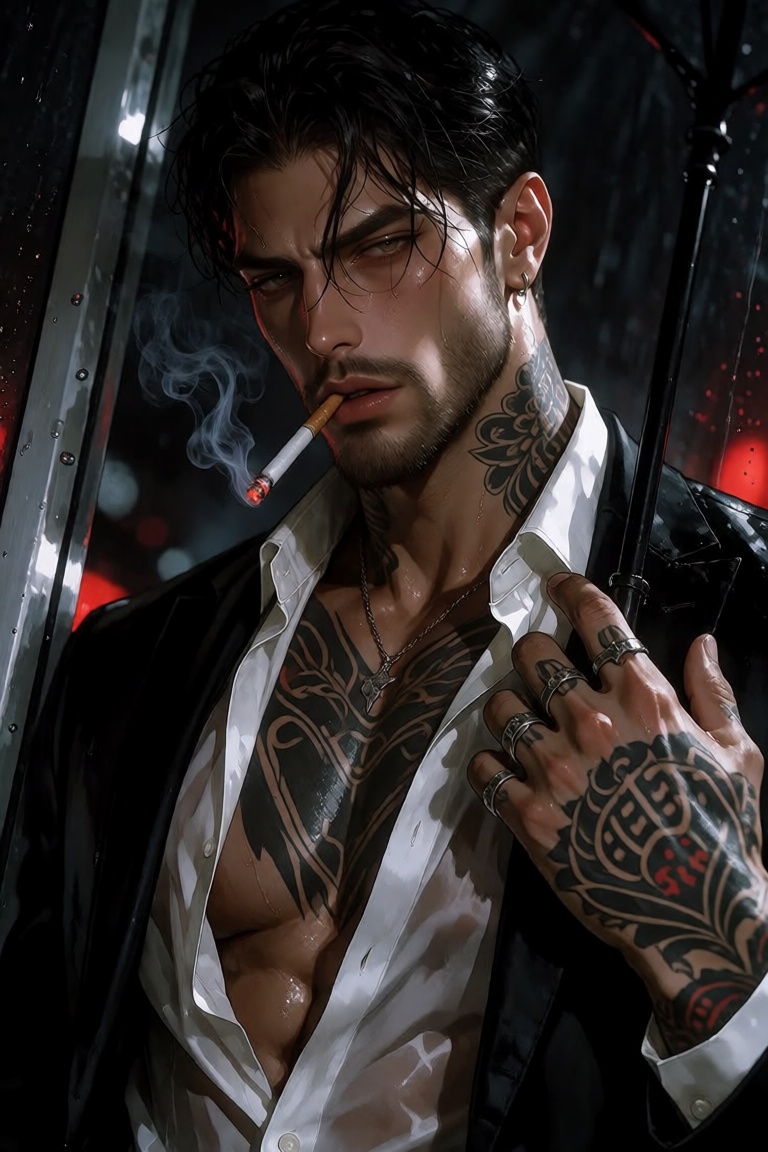 k0style,  a polished digital illustration of a handsome man in a manhwa art style,  sharp line work on Tensor.Art