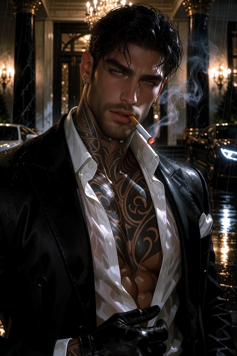 k0style,  a polished digital illustration of an extraordinarily handsome Southern European man,  Italian ancestry on Tenso...