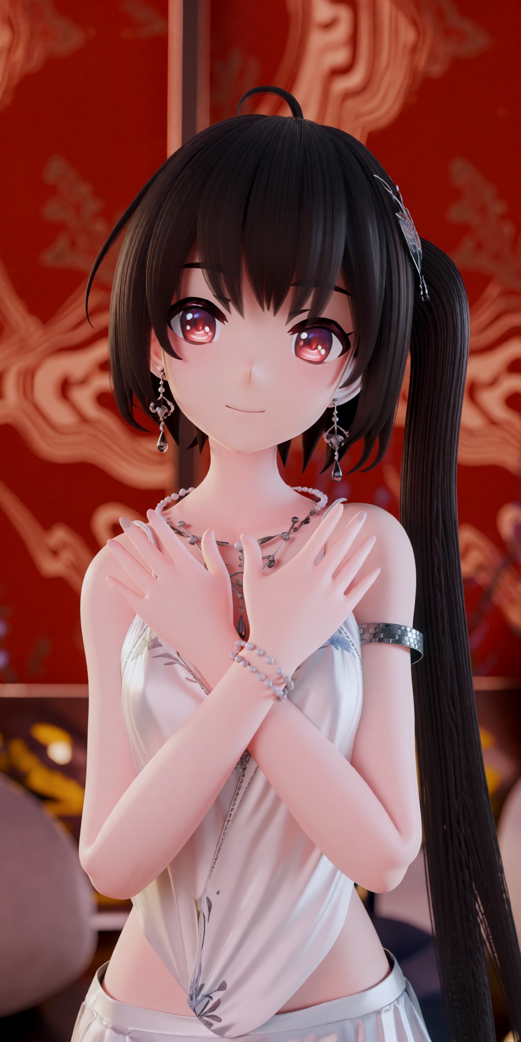 MMD screenshot style,  high quality MikuMikuDance render,  beautiful 3D anime girl model on Tensor.Art
