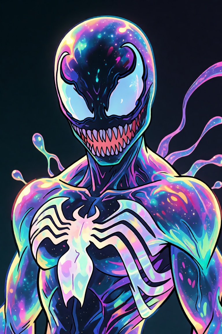 Rtoon,  A dazzlingly shimmering sonic symbiote radiates bioluminescent hues,  embodying a captivating blend of enchantment...