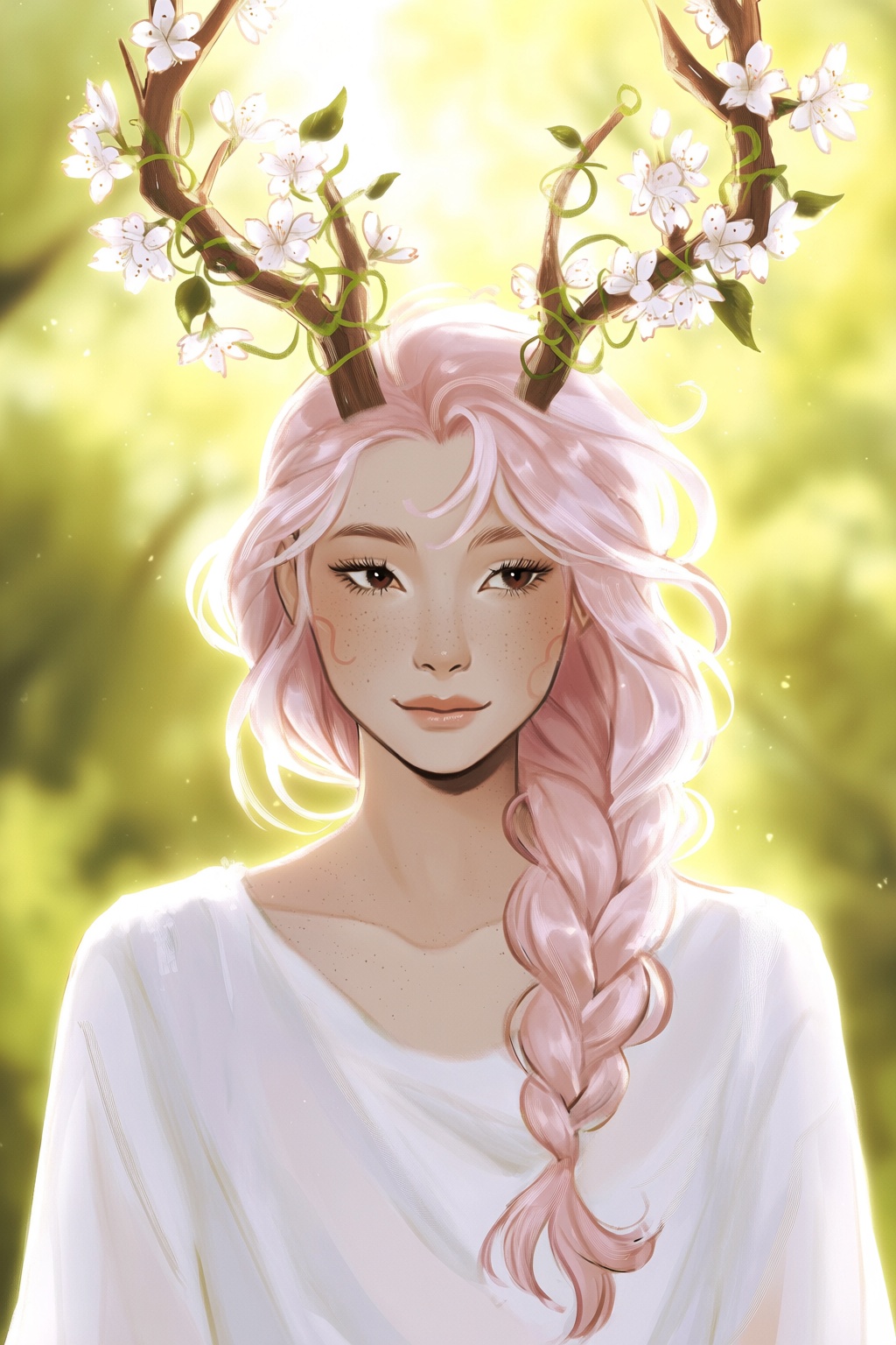 highres,  absurdres,  @gittanart A digital illustration captures a serene young person with pale skin on Tensor.Art