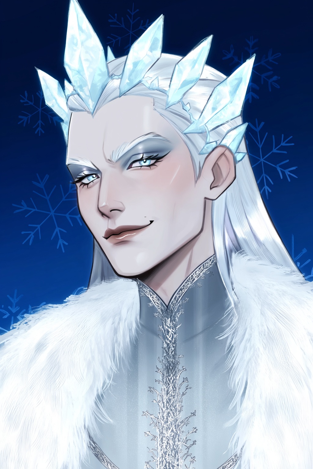 highres,  absurdres,  @gittanart This digital illustration features a regal male figure with an icy on Tensor.Art