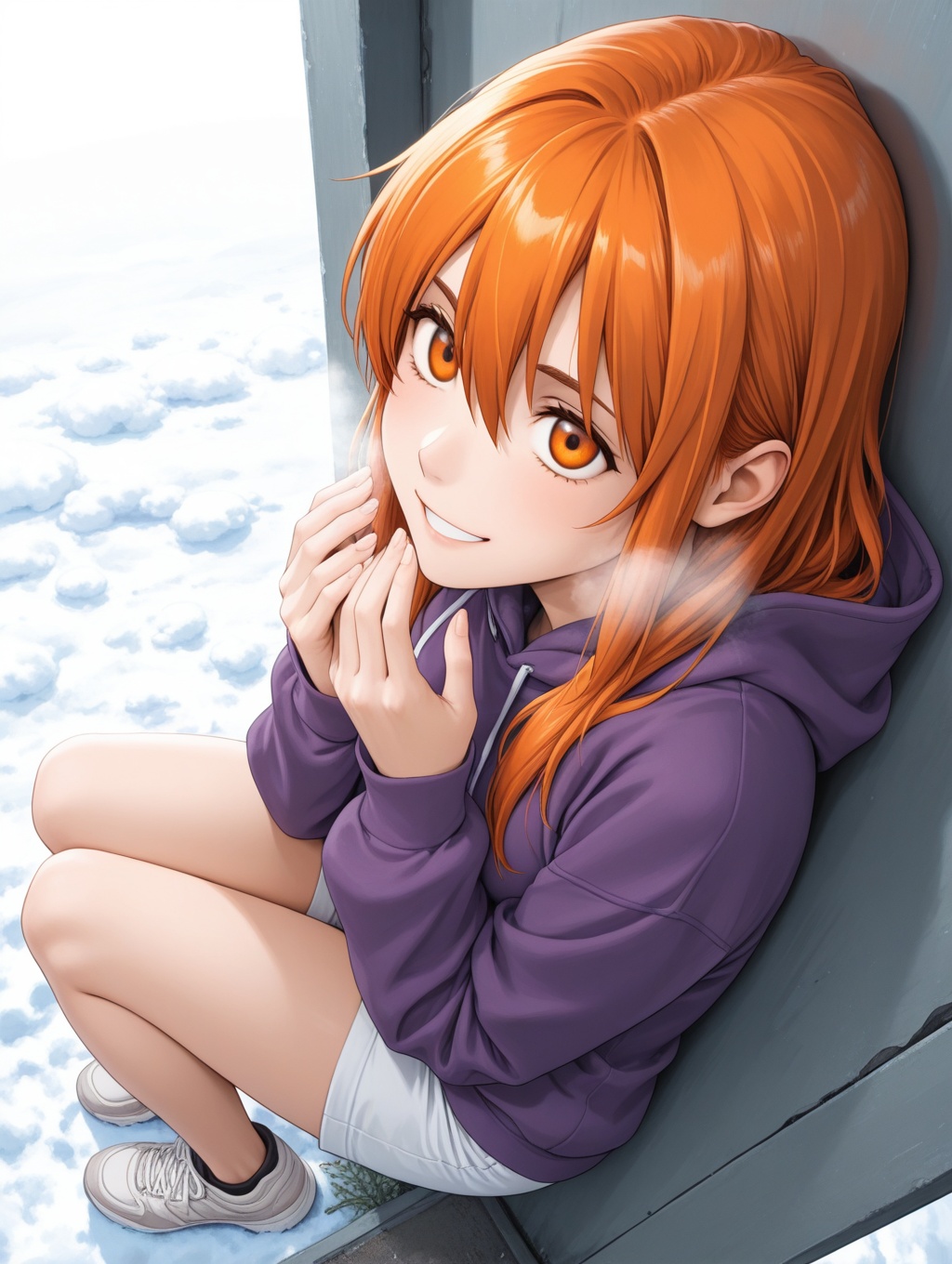 1 girl,  long orange hair,  bright orange eyes on Tensor.Art
