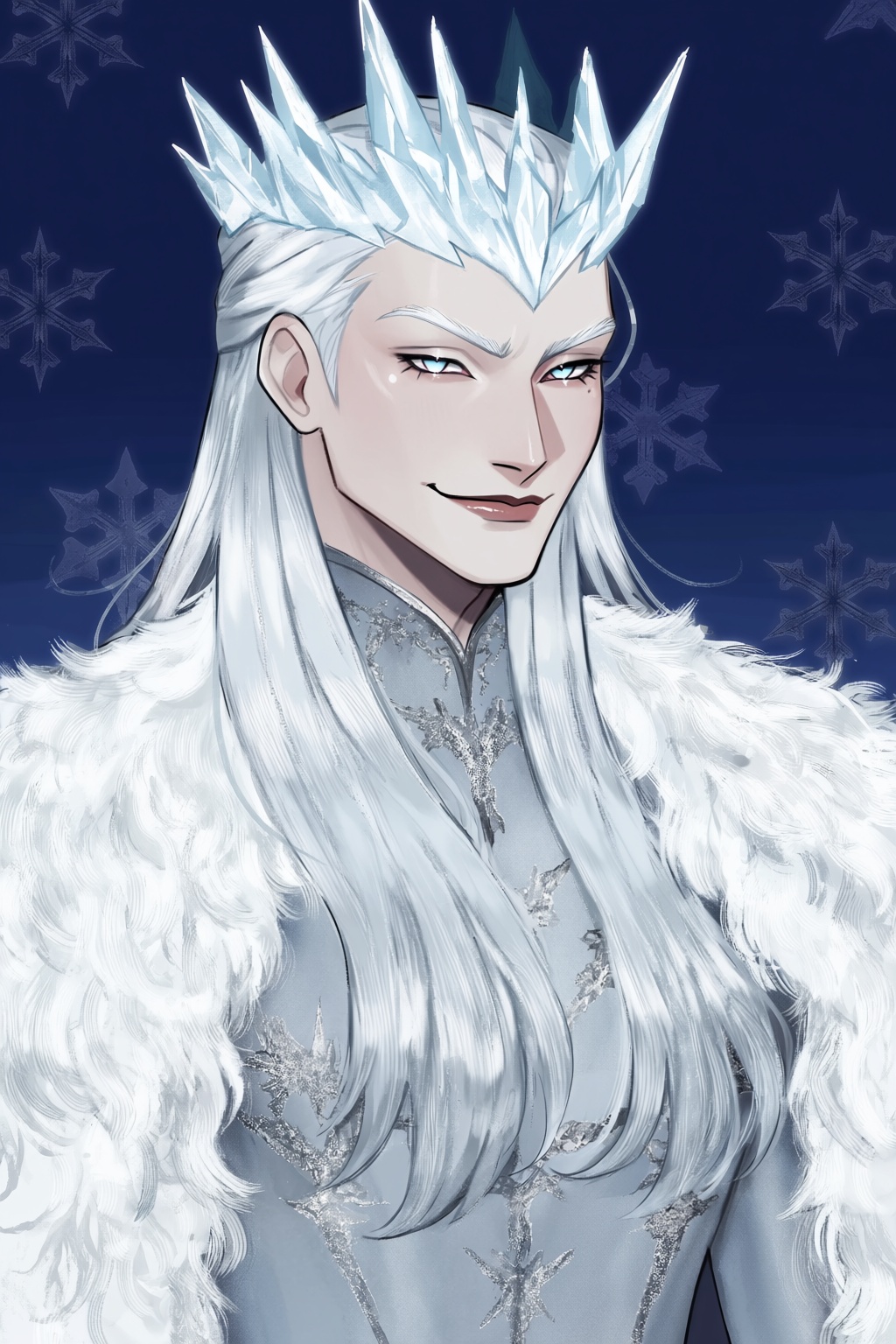 highres,  absurdres,  @gittanart This digital illustration features a regal male figure with an icy on Tensor.Art