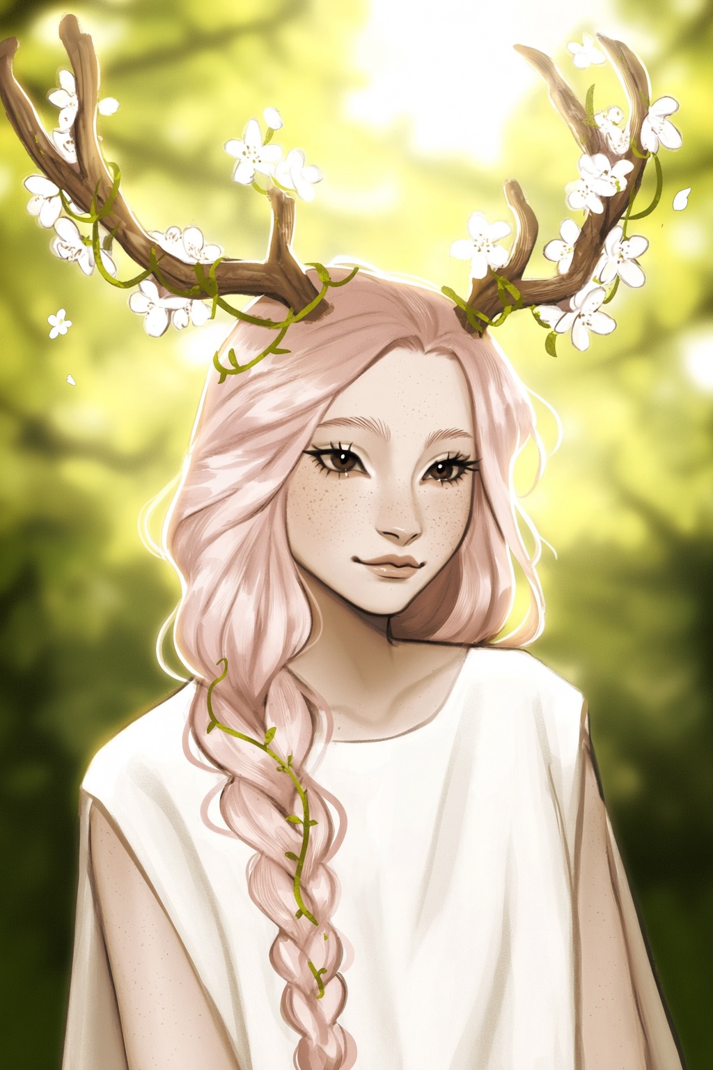 highres,  absurdres,  @gittanart A digital illustration captures a serene young person with pale skin on Tensor.Art