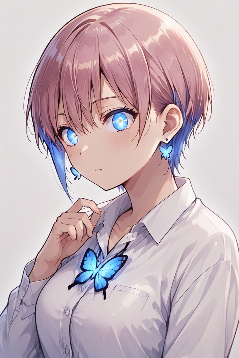 Glowing earrings & blue-under-layer hair,  Kiyoka-chan,  ICHIKA NAKANO on Tensor.Art