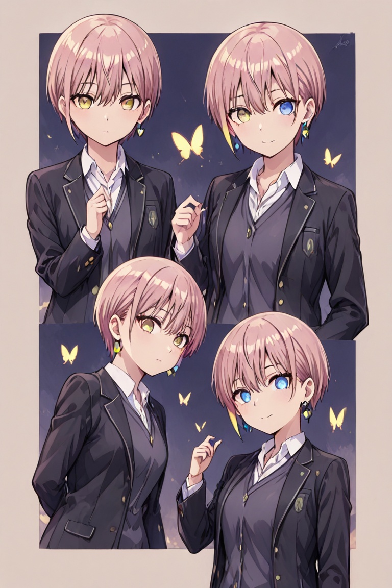 Glowing earrings & blue-under-layer hair,  Kiyoka-chan,  ICHIKA NAKANO on Tensor.Art