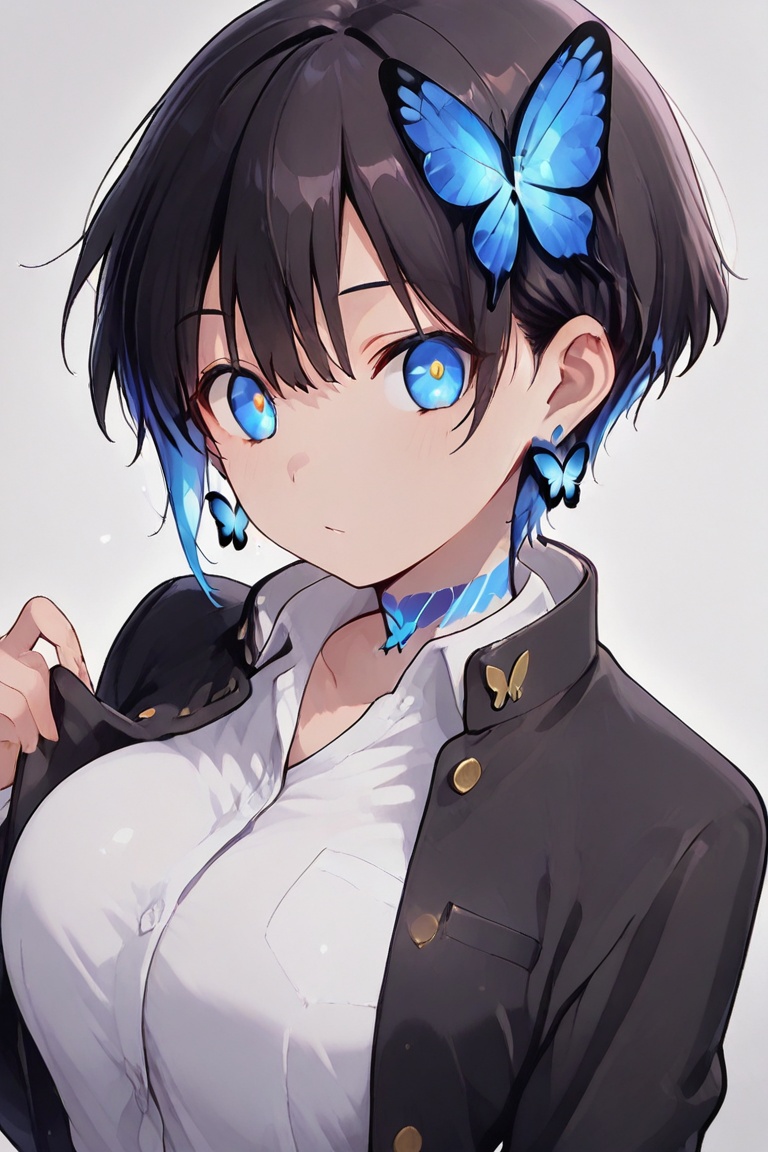 Glowing earrings & blue-under-layer hair,  Kiyoka-chan,  blue glowing earrings on Tensor.Art