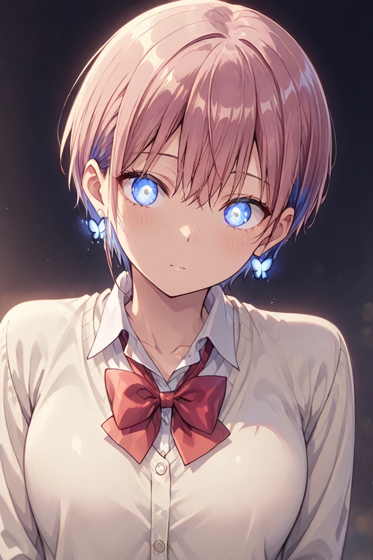 Glowing earrings & blue-under-layer hair,  Kiyoka-chan,  ICHIKA NAKANO on Tensor.Art