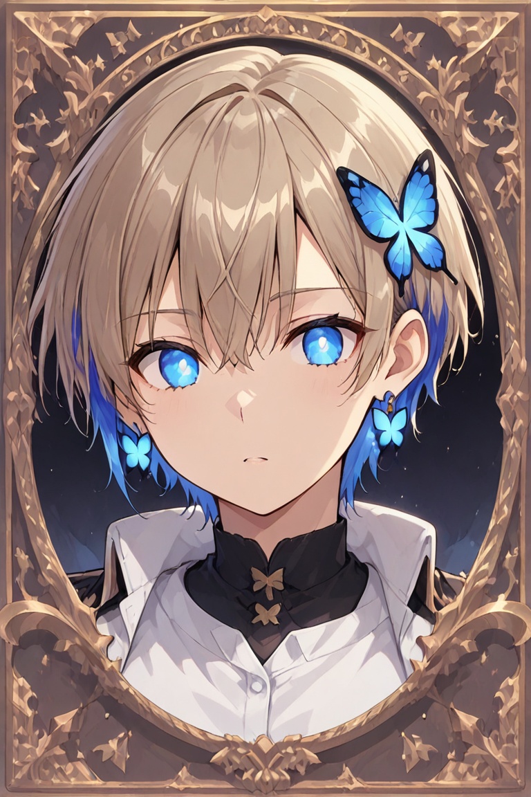 Glowing earrings & blue-under-layer hair,  Kiyoka-chan on Tensor.Art