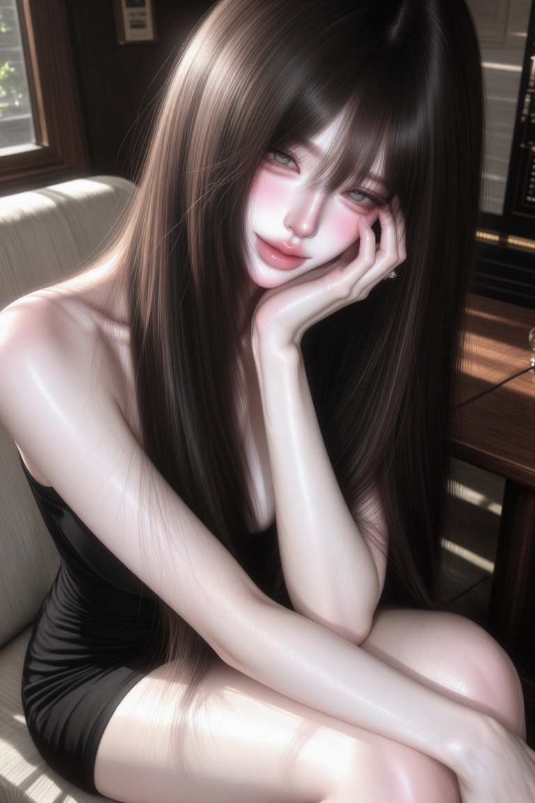 1girl,  sitting,  crossing legs on Tensor.Art