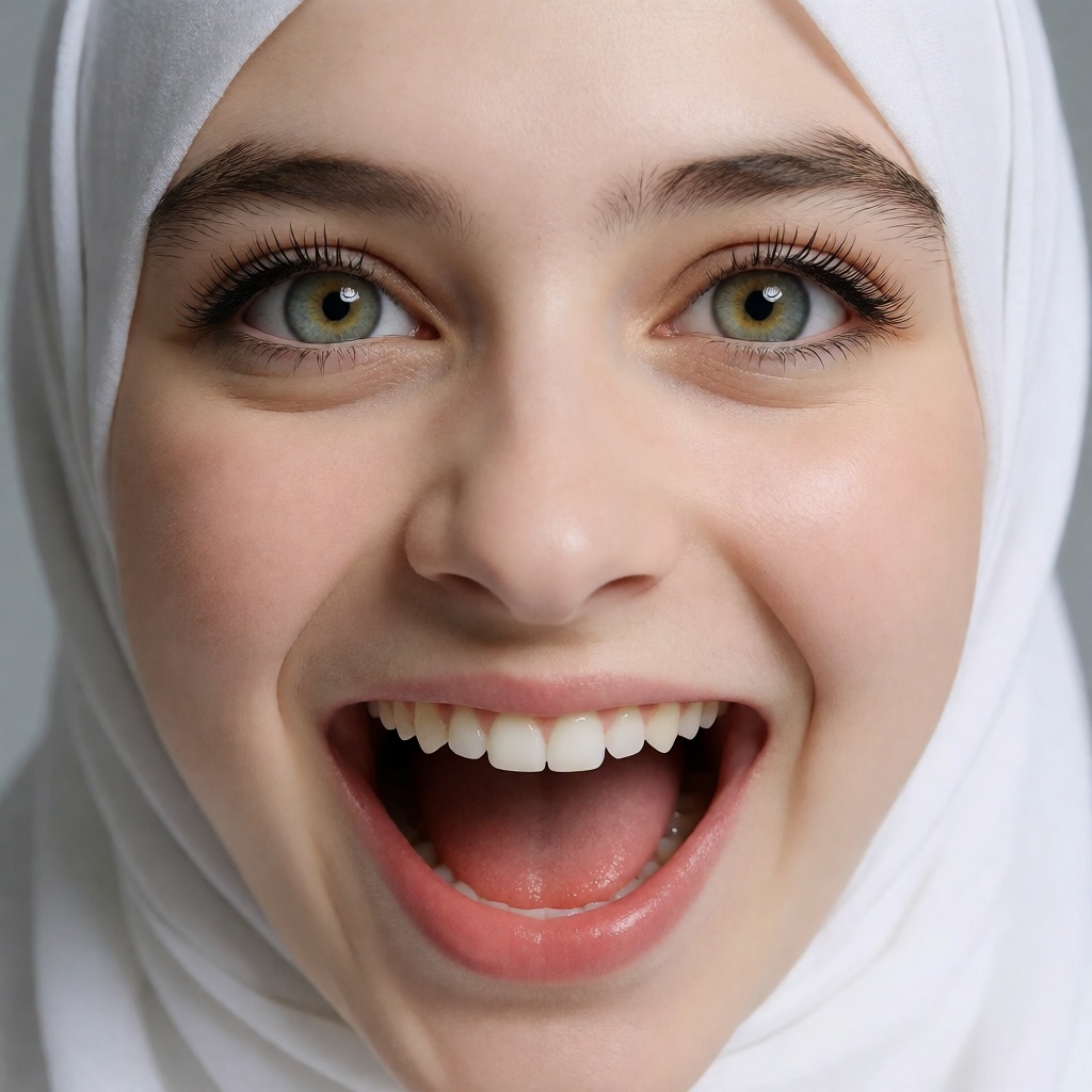 A stunning teenage hijabi girl with flawless model-like facial features,  flawless light pale skin,  youthful innocent cha...