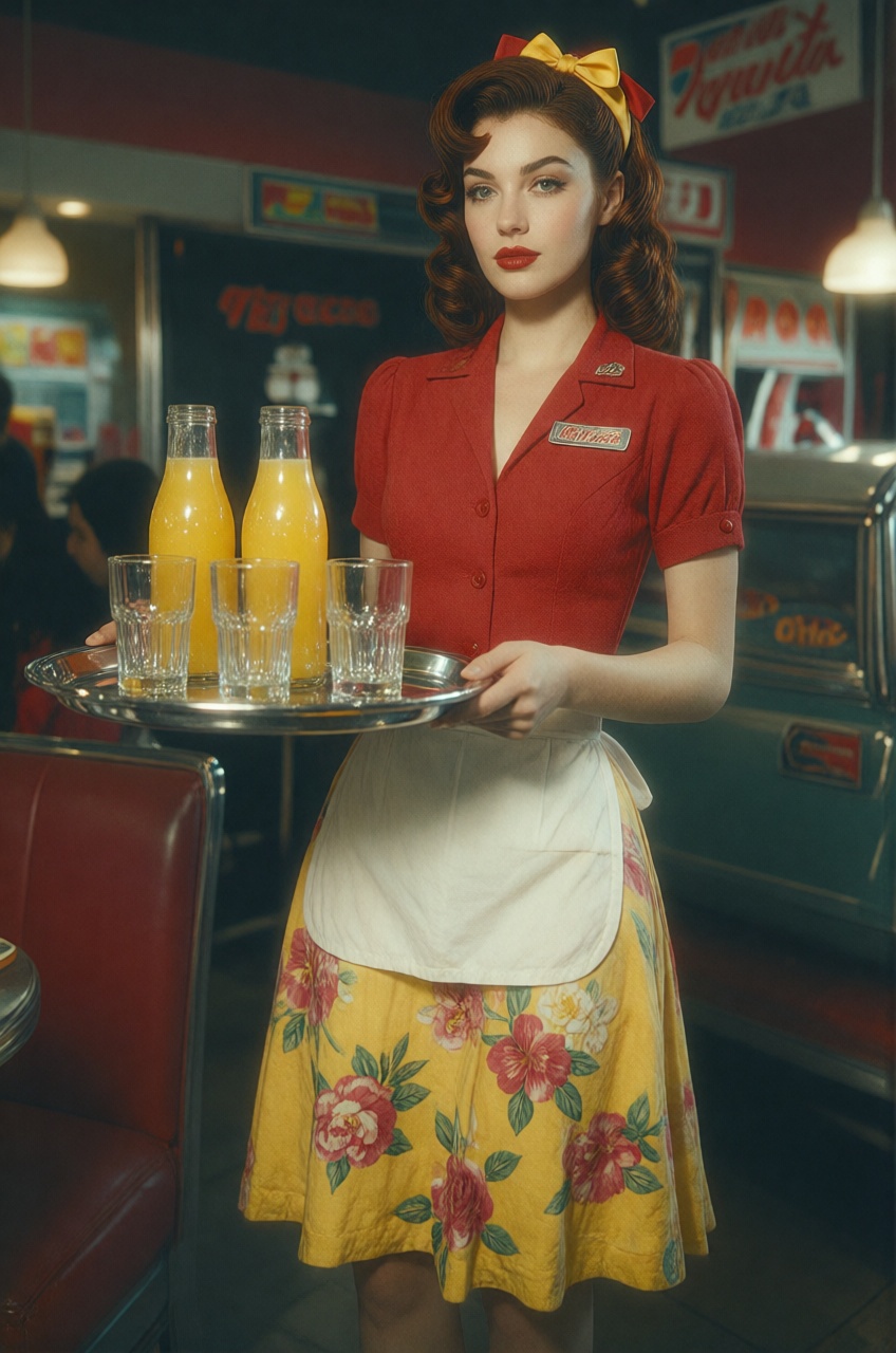 a vintage cinematic aesthetic that employs a direct flash and slightly dimmed background,  creating a sharp illumination o...